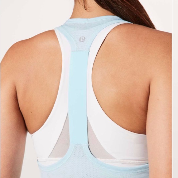 NWT Lululemon Swiftly Tech T-Back Blue Glow / Whit